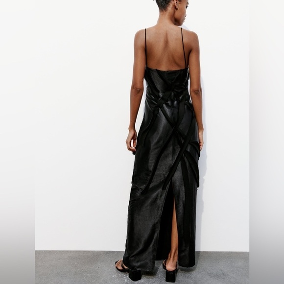 NWT ZARA FLORAL SATIN EFFECT  DRESS - Picture 2 of 6